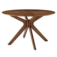 Modway - Crossroads Rond 47 po Bois Table à manger, Noyer-Table moderne du milieu du siècle