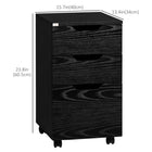 HOMCOM - Caisson mobile à 3 tiroirs pour dossiers lettre/A4 sur roulettes - grain de bois noir-4 roulettes pivotantes dont deux avec freins 
