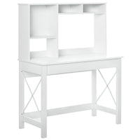 HOMCOM - Bureau d'ordinateur avec rangement - 41,3 po L x 19,7 po l x 54,1 po H - blanc-Trois étagères et deux compartiments ouverts augmentent la capacité de rangement