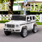 Aosom - mercedes-benz g500 licensed 12v voiture électrique pour enfants - blanc-Pneus extra-larges, ceinture de sécurité et conception de roue arrière amortissante pour une conduite sûre et fluide 