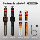 My Play Watch - Montre intelligente rétro gaming Atari 2600-Contrôle personnalisé de la couronne et du bouton : conçus pour capturer la sensation du matériel original de l’Atari 2600.  Notre couronne personnalisée est colorée du rouge emblématique des boutons Atari, avec une dépression douce capturant la sensation du bouton classique du manche à balai.  La montre Atari 2600  : My Play Watch est dotée d’un bouton en plus de la couronne, conçu pour représenter le bouton de la manette rouge