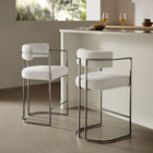 Modway - Huron Dos courbé Tissu et métal Tabouret de comptoir - Crème d’argent-Rembourrage certifié OEKO-TEX STANDARD 100