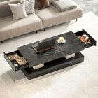 HOMCOM - Table basse effet marbre avec éclairage LED - effet noir-Finition brillante sur toute la surface pour une touche haut de gamme