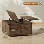 HOMCOM - Table basse relevable avec compartiment caché - brun-Un grand espace de rangement caché garde votre pièce organisée et sans encombrement