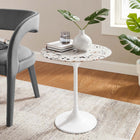 Modway - Lippa Rond de 20 po Terrazzo Table d’appoint - Terrazzo blanc-Socle à piédestal effilé et lustré