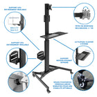 Mount-It - Poste de travail PC mobile-Base robuste avec roulettes verrouillables