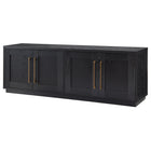 Hudson&Canal - Meuble TV Tillman pour téléviseurs jusqu'à 75" - Grain noir-Le dessus a une capacité de poids de 75 lb, les étagères inférieures peuvent supporter 25 lb chacune