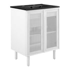 Modway - Calla 24" perforé Métal Vanette de salle de bain - Noir Blanc-Portes en métal perforé