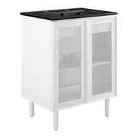 Modway - Calla 24" perforé Métal Vanette de salle de bain - Noir Blanc-Portes en métal perforé