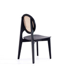 Manhattan Comfort - Chaise de salle à manger Versailles 47 cm dossier rond style industriel chic - noir et cannage naturel - lot de 4-Dossier rond unique en rotin