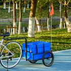 Aosom - Remorque de transport pour vélo - Charge max 88 lb - Bleu-Une boîte de rangement amovible et pliable a un volume de 17,2 gallons (65 L)
