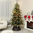 HOMCOM - Arbre de Noël artificiel de 6 pieds avec lumières LED - arbre de Noël-Les branches clairsemées et hiérarchisées imitent l'esthétique réaliste d'un arbre 