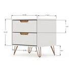 Manhattan Comfort - Rockefeller ensemble de commodes de chambre à coucher style milieu du siècle - blanc cassé et naturel - ensemble de 3-Comprend de grands tiroirs avec un mécanisme de glissement simple de 0,75