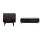 Manhattan Comfort - Ensemble de 2 tables Duane style milieu du siècle : table d’appoint et table basse - brun foncé et noir-Ensemble de table d’appoint et table basse Mid-Century Modern pour salon