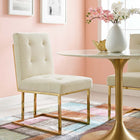 Modway - Privy Acier inoxydable doré Performance Velvet Chaise à manger - Ivoire d’or-Détails Biscuit-Tufted