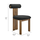 Modway - Torian Tissu Boucle Chaise à manger - Noir noyer - Ensemble de 2-Cadre en caoutchouc