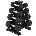 Soozier - Ensemble d’haltères hexagonaux 100 lbs avec support vertical-Comprend quatre paires d'haltères pour une salle de sport à domicile 