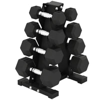Soozier - Ensemble d’haltères hexagonaux 100 lbs avec support vertical-Comprend quatre paires d'haltères pour une salle de sport à domicile 
