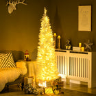 HOMCOM - Arbre de Noël artificiel illuminé 6 pi avec lumières LED blanc chaud-390 branches d'arbre réalistes créent un arbre complet et réaliste 