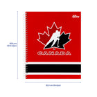 Hilroy - Cahier primaire Hockey Canada – 10 ½ po H x 8 ⅝ po l – Rouge/Noir-Pages perforées 