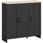 HOMCOM - Buffet moderne 35,4 po L avec rangement - noir-Deux armoires offrent un espace de rangement suffisant pour les fournitures quotidiennes 