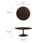 Modway - Lippa Rond de 36 po Bois Table basse - Noyer cerisier noir-Placage en grain de bois et plateau de table en MDF