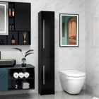 HOMCOM - Armoire de rangement haute pour salle de bain avec trois étagères réglables - noir-Étagères réglables offrant des options de rangement personnalisables 