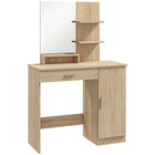 HOMCOM - Coiffeuse avec miroir - 35,4 po L x 15 po l x 54,3 po H - bois naturel-Un miroir clair rend votre maquillage plus pratique 
