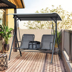 Outsunny balançoire de porche couverte 2 personnes, balançoire de patio avec table de rangement pivotante-L’angle du toit de la tonnelle s’ajuste pour une couverture optimale contre le soleil
