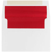 JAM Paper Enveloppes d'invitation A8 doublées d'aluminium - 5,5 x 8,125 po - Blanc avec feuille rouge - paquet de 50-Couleur : blanc avec doublure en aluminium rouge, La feuille donne à l’enveloppe une brillance naturelle
