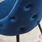 Modway - Adorn Touffe Performance Velvet Fauteuil d’appoint de salle à manger - Marine-Jambes noires effilées