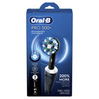Oral-B - Brosse électrique Pro 500, 1 Cross Action et 1 Sensitive Clean, rechargeable, noir-Déloge 200 % plus de plaque le long de la gencive par rapport à une brosse à dents manuelle ordinaire