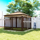 Outsunny - Abri soleil pliant 10.7 pi l x 10.7 pi L avec couverture de toit UV30+ - Beige-Hauteur réglable sur 3 niveaux, chaque niveau par 3,9 po