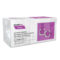 Cascades PRO Select Serviettes à collation 1 épaisseur - Pliure 1/4 - Blanc - 12 Paquets de 500-Solution économique