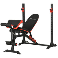 Soozier - Banc De Musculation Avec Support De Développé Incliné Pour Entraînement Complet Du Corps-Banc de musculation réglable avec 18 niveaux de hauteur et un repose-coudes à 4 positions  