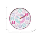 Monarch Specialties - 9102 Horloge Murale Juvénile Rond de 18" - Visage Multicolore/Cadre Rose-Profitez d'un environnement paisible grâce à notre mécanisme silencieux sans tic-tac, qui offre une atmosphère tranquille pour étudier, jouer ou se reposer