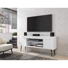 Manhattan Comfort - Meuble TV Bradley 62,99 po style Mid-Century Modern - Blanc-Recommandé pour un téléviseur de 46 à 60 pouces