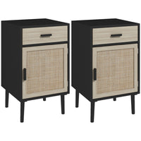 HOMCOM - Tables de nuit hautes avec rangement pour chambre - noir - lot de 2-Ensemble de deux pièces offre à votre pièce une symétrie et un style épuré