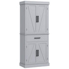 HOMCOM - Armoire de cuisine haute 72 po avec portes de grange et tiroir - gris-Les portes de grange avec poignées noires dégagent un charme de ferme moderne 