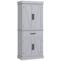 HOMCOM - Armoire de cuisine haute 72 po avec portes de grange et tiroir - gris-Les portes de grange avec poignées noires dégagent un charme de ferme moderne 
