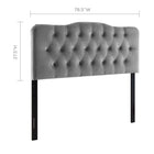 Modway - Annabel Touffe de diamant Performance Velvet Tête de lit King, Gris-Sellerie en velours en polyester