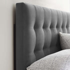 Modway - Lily Biscuit Touffé Performance Velvet Tête de lit King, Gris-Touffe élégante de biscuits