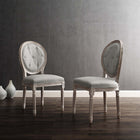 Modway - Arise Français vintage Tissu rembourré Fauteuil d’appoint de salle à manger Ensemble de 2 - Gris clair-Bordure en losange touffée à boutons