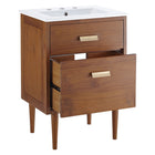 Modway - Cassia 24" Vanette de salle de bain - Blanc naturel-Trous de robinet centraux 8"
