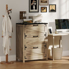 HOMCOM - Armoire à dossiers 2 tiroirs avec barres de suspension réglables pour format lettre, A4 et légal - gris vieilli-2 tiroirs avec barres de suspension réglables pour dossiers format lettre, A4 et légal 