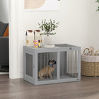 PawHut meuble cage pour chien 31,5 po avec double porte, pour chiens de taille moyenne - gris-Bonne ventilation et visibilité grâce aux barreaux en acier 