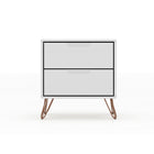 Manhattan Comfort - Rockefeller Table de nuit 2 tiroirs style mi-siècle moderne 51 cm - Blanc - Lot de 2-Capacité de 11 lb par tiroir