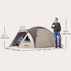 Outsunny - Tente de camping 2 personnes avec chambre, porche, tapis de sol cousu et crochet, kaki-Tapis de sol en PE cousu protégeant contre l’humidité et la saleté  