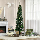 HOMCOM - Arbre de Noël Artificiel Effilé 6 - 5 Pieds Décoration Maison Fête avec Cônes de Pin-La forme de crayon ne prend pas beaucoup de place sur le sol ou sur la table, convenant aux petites pièces ou à un deuxième arbre de Noël dans une entrée 