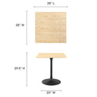 Modway - Lippa 28 po Carré Bois Table à manger, Noir Naturel-Placage en grain de bois et plateau de table en MDF